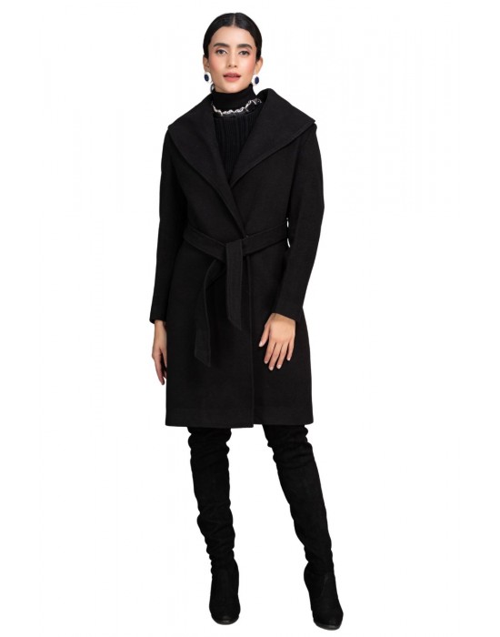 Women Coat Vanta black with belt